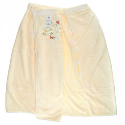 Парео махровое "Свежий букет" 70х175см, хлопок 100%, на резинке с липучкой, на кнопке, с вышивкой; с чалмой на пуговице 68х25см, ванильный (Китай)