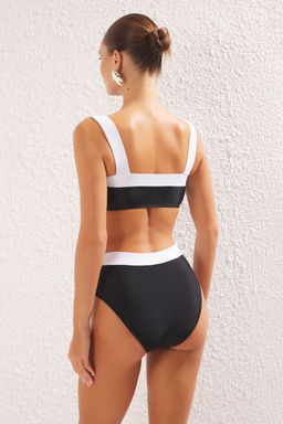 TRENDYOLMILLA Siyah-Beyaz Bralette Renk Bloklu Yuksek Bel Regular Bikini Tak?m? TBESS25BT00062  фото 4