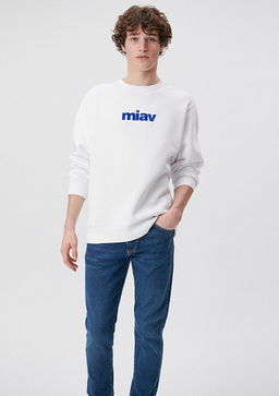 Miav Bask?l? Beyaz Sweatshirt
