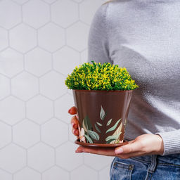 Цена за 2шт. Горшок для цветов Доляна Тропический лес, 800 мл, цвет коричневый