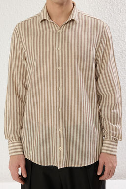 TRENDYOL MAN Premium Lacivert Regular Fit Cizgili Dokulu Keten Gorunumlu Gomlek TMNSS23GO00062 - Trendyolmilla фото 19
