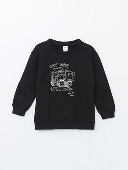 Bisiklet Yaka Bask?l? Erkek Bebek Sweatshirt ve E?ofman Alt 2li Tak?m - Waikiki фото 2