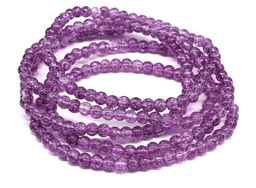 Браслет из сахарного кварца шарик 4мм цв.сливовый, 17см