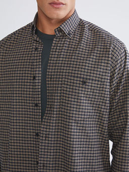 Regular Fit Uzun Kollu Ekose Gabardin Erkek G?mlek