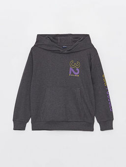 Bask?l? Uzun Kollu Erkek ?ocuk Hoodie