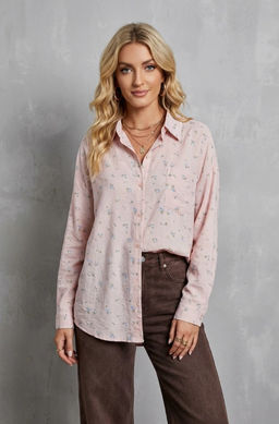 K13470 Рубашка OVER SIZE РОЗОВЫЙ