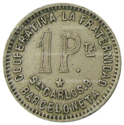 1 песета 1915 года Испания  Барселона