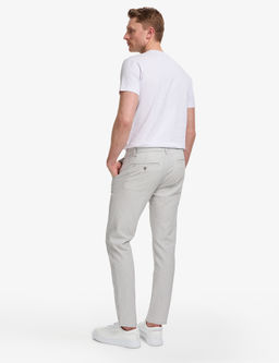 Gri Slim Fit Gofre Yazl_k Kanvas Pantolon