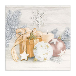 Цена за 2 шт. Салфетки новогодние бумажные Home Collection «Праздничный натюрморт, золото», 3 слоя, 33х33 см, 20 шт