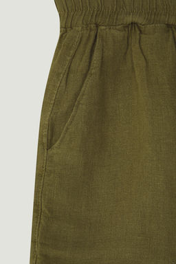 Haki %100 Keten Beli Lastikli Yuksek Bel Sort TWOSS26SR00019 - Trendyolmilla фото 7