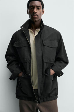 SOBRECAMISA LAVADA BOLSILLOS UTILITY / Negro - Zara фото 6