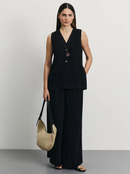 Удлиненный жилет из жатой ткани / Zarina  фото 2