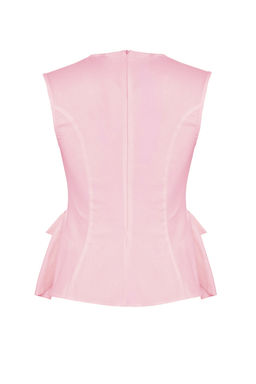 Trendyolmilla Ekru Pamuklu Gabardin Peplum Fitted Bedene Oturan Cep Detayl? Dokuma Bluz TWOSS25BZ00538  фото 8