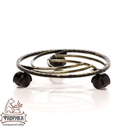 Подставка для цветов 12-004 напольная на колесах - Фабрика интерьерной ковки фото 2