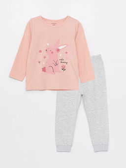 Bisiklet Yaka Bask?l? K?z Bebek Pijama Tak?m?