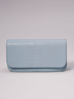 Сумка кожаная багет Deboro 30138 голубая вода