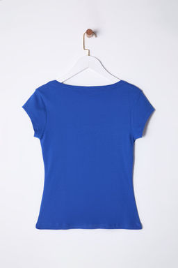 Saks Kare Yaka Fitted/Vucuda Oturan Orme Bluz TWOSS25BZ00020