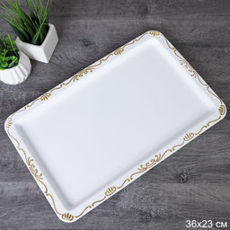 Поднос прямоугольный 37х24 / NB701 /уп 100/ белый с золотом