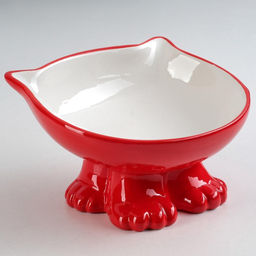 Миска керамическая «Киса» на подставке-лапках 200 мл, 13×12×8 см, красная