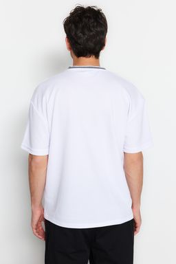 TRENDYOL MAN Premium Tas Oversize/Genis Kesim Triko Bantl? Dokulu Pike T-Shirt TMNSS23TS00079 - Trendyolmilla фото 31