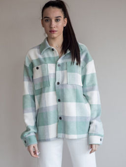 512 Рубашка клетка, мятный - Knitka wear фото 10