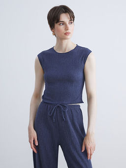 Bisiklet Yaka Dokulu Bluz