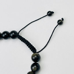 Браслет регулируемый мужской из Обсидиана и Родонита "Анахата" от 20 см