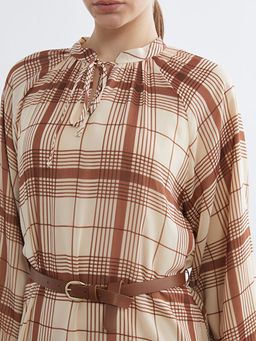 Ba?lamal? Yaka Ekose Elbise