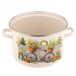 Романтика Кастрюля эмалированная 6л, форма цилиндрическая, металлическая крышка (Россия) - Домашняя мода фото 3