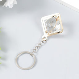 Цена за 12 шт. Брелок для ключей на кольце «Куб», кристалл, золотистый, 3×4×4 см