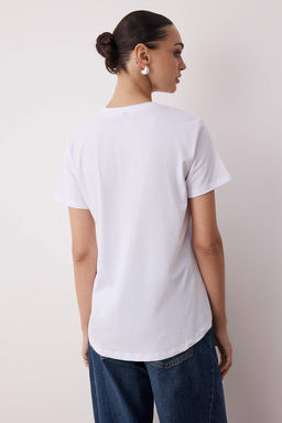 Siyah-Beyaz %100 Pamuk Arkas? Uzun Orme T-Shirt TWOAW26TS00008 - Trendyolmilla фото 12