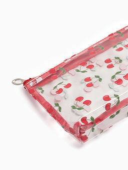 Косметичка женская Cherries, для бассейна, прямоугольная, прозрачная