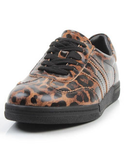 03-B6C-7PC BROWN/LEOPARD Кеды женские (натуральная кожа)