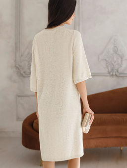 Платье вязаное из хлопковой пряжи с пайетками