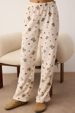 Ekru Ay?c?k ve Kalp Desenli K?sl?k Polar Orme Pijama Tak?m? THMAW26PT00150 - Trendyolmilla фото 3