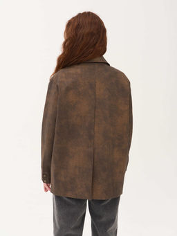 Пиджак из экокожи "Винтажный коричневый" женский