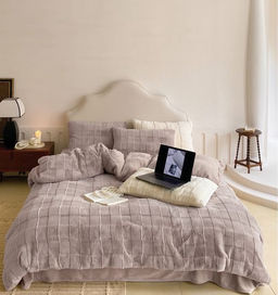 КПБ меховое MENCY с простыней и наволочками MENMEX ЧЕРНЫЙ