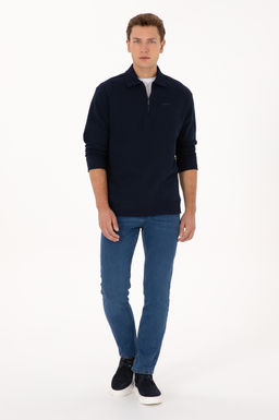 Erkek Regular Fit Yar_m Fermuarl_ Lacivert Basic Sweatshirt - U.s. polo assn фото 4