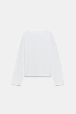 BOAT NECK T-SHIRT WITH LABEL - Zara фото 5