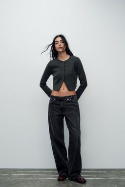 PLAIN KNIT CROPPED JACKET