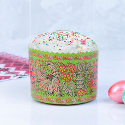 Цена за 20 шт. Форма бумажная для кулича «Хохлома», 134×100 мм, МИКС