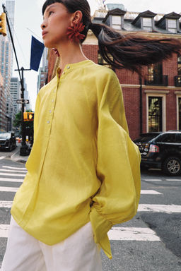 CAMISA FLUIDA CON RAMIO ZW COLLECTION / Amarillo