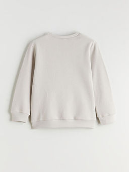 Bisiklet Yaka Bask?l? Erkek ?ocuk Sweatshirt