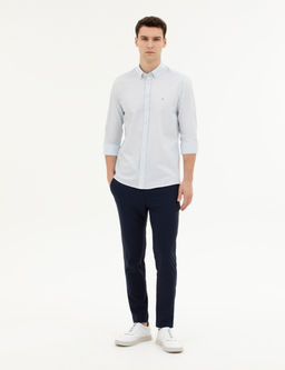 A__k Mavi Slim Fit Uzun Kollu G_mlek