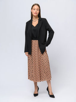 Юбка бежевого цвета длины миди двухслойная - 1001dress фото 3