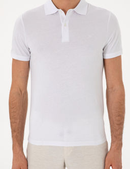 Beyaz Slim Fit Pamuk Polo Yaka T-shirt - Cacharel фото 6