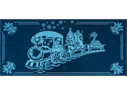 6с102.411ж1 Новогодний поезд(джинс) Полотенце махровое 67х150см