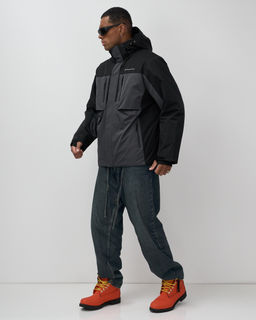 Горнолыжная куртка мужская зимняя темно-серого цвета 7616TC