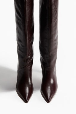Botas de piel a la rodilla con puntera fina - H&m фото 6