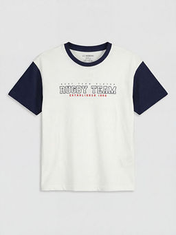 Bisiklet Yaka Bask?l? Erkek ?ocuk Ti??rt